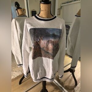 Vintage Deer Scenery Sweatshirt Crewneck Jersey